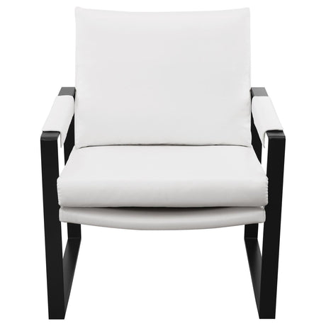 Rosalind White/Gunmetal Upholstered Track Arms Accent Chair