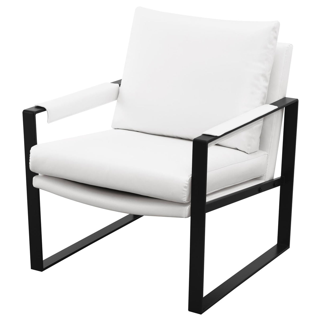 Rosalind White/Gunmetal Upholstered Track Arms Accent Chair