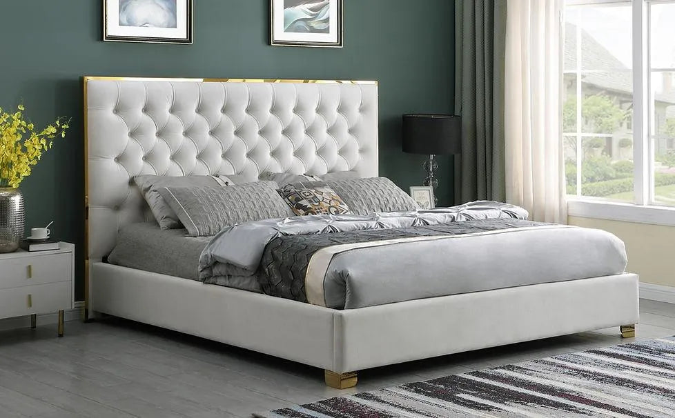 Rose Cream 55"H Platform King Bed by New Era Innovations at Eve Furniture