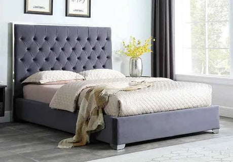 Rose Grey 55"H King Platform Bed by New Era Innovations at Eve Furniture