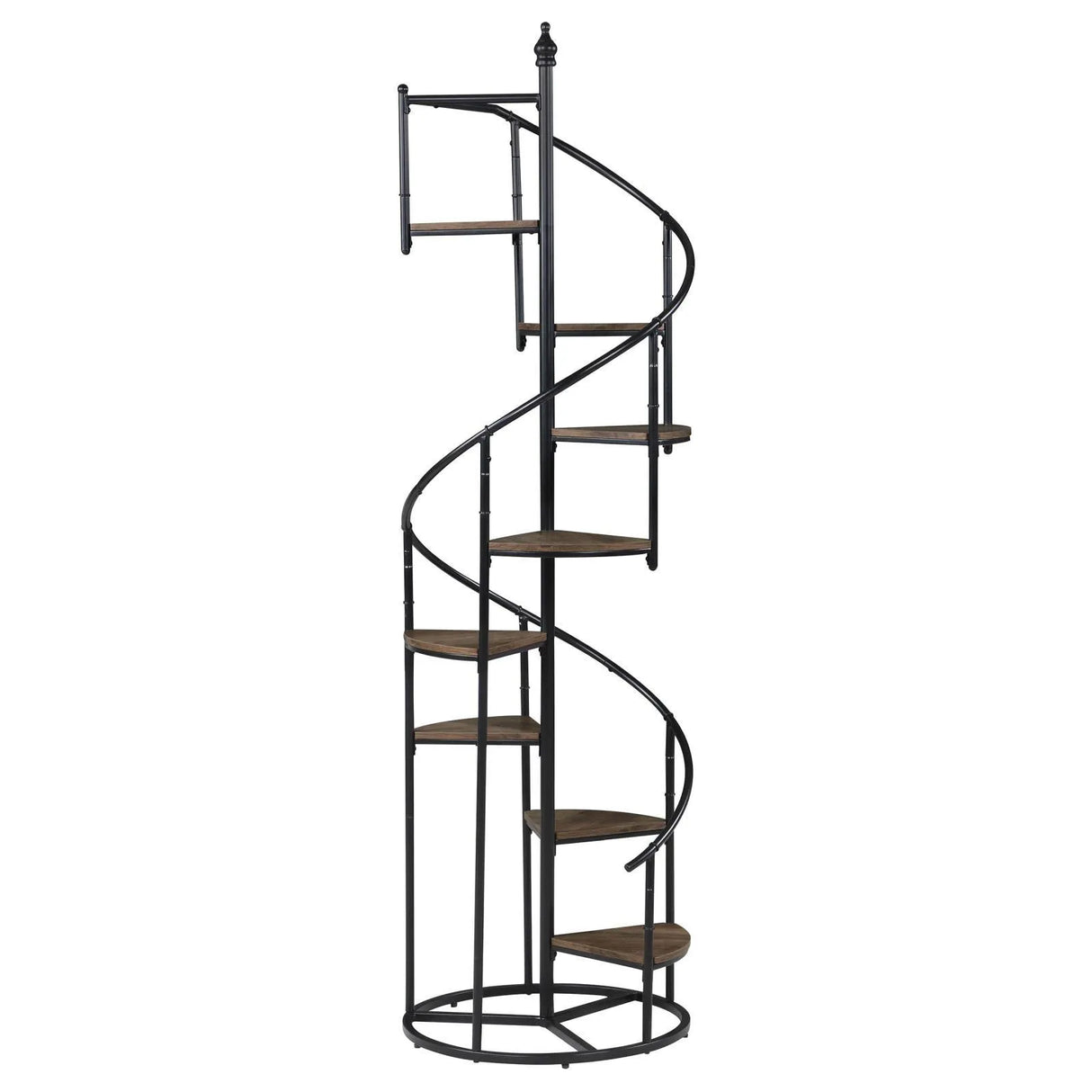Roseglen Rustic Brown/Black 8-Shelf Staircase Bookcase by Coaster at Eve Furniture
