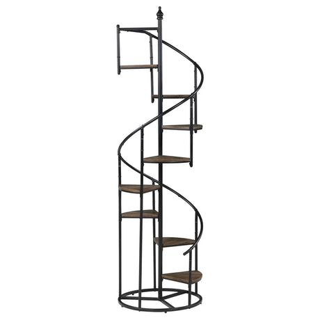 Roseglen Rustic Brown/Black 8-Shelf Staircase Bookcase by Coaster at Eve Furniture
