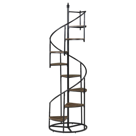Roseglen Rustic Brown/Black 8-Shelf Staircase Bookcase by Coaster at Eve Furniture
