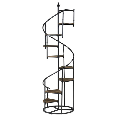 Roseglen Rustic Brown/Black 8-Shelf Staircase Bookcase by Coaster at Eve Furniture