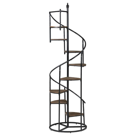 Roseglen Rustic Brown/Black 8-Shelf Staircase Bookcase by Coaster at Eve Furniture