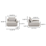 Rosello Light Grey Right Arm Facing Chair by MOES at Eve Furniture
