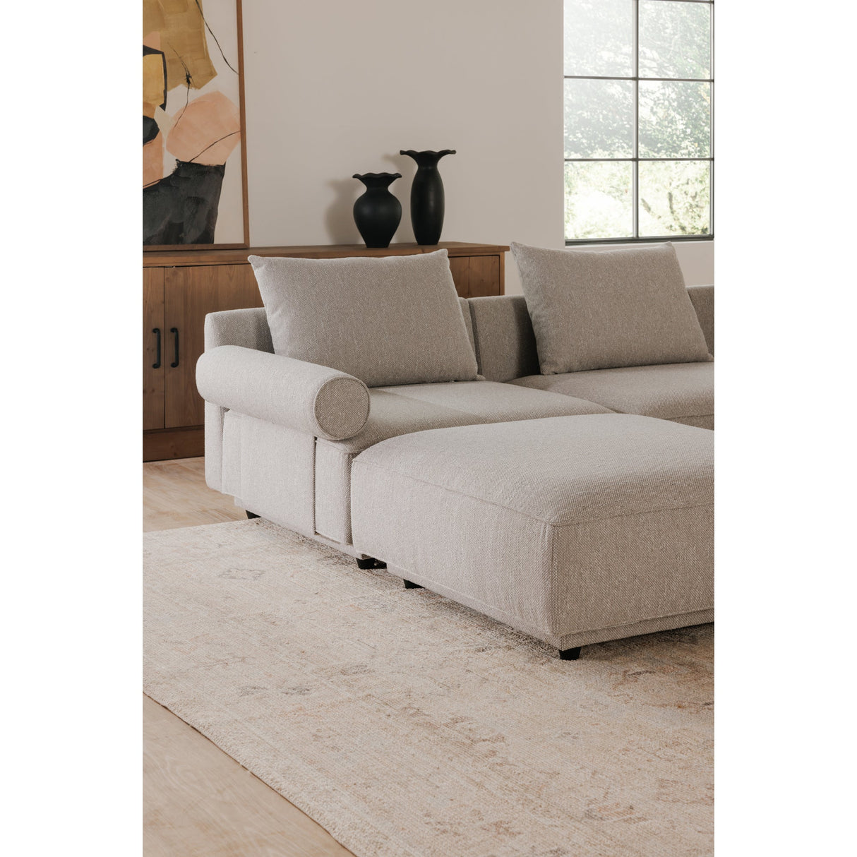 Rosello Light Grey Right Arm Facing Chair by MOES at Eve Furniture