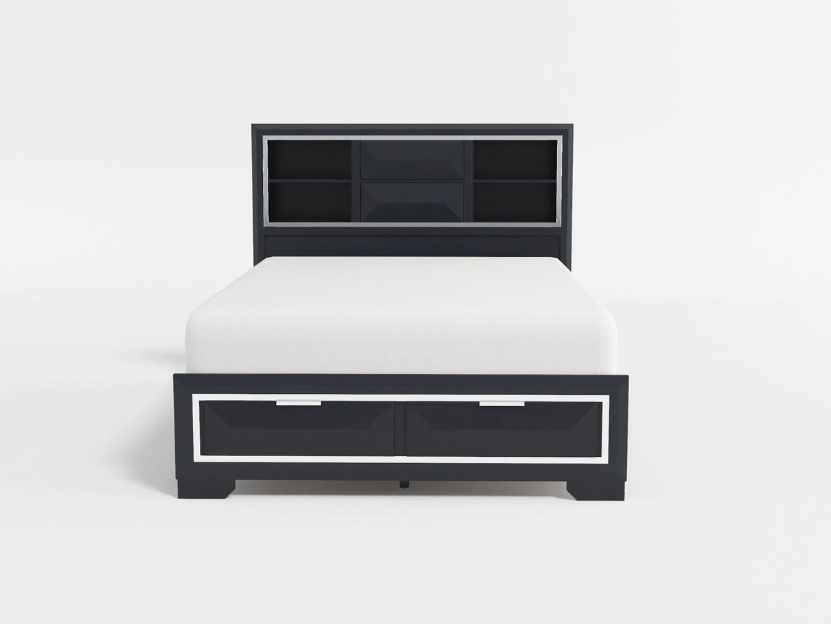 Rosemont Midnight Blue California King Platform Bed with Footboard Storage by Homelegance at Eve Furniture