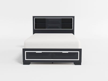 Rosemont Midnight Blue California King Platform Bed with Footboard Storage by Homelegance at Eve Furniture