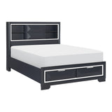 Rosemont Midnight Blue California King Platform Bed with Footboard Storage by Homelegance at Eve Furniture