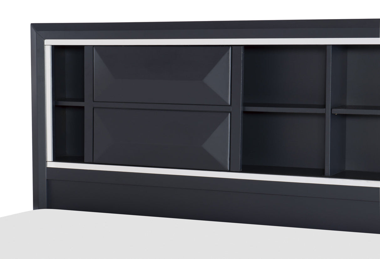 Rosemont Midnight Blue California King Platform Bed with Footboard Storage by Homelegance at Eve Furniture