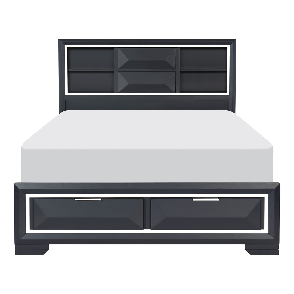 Rosemont Midnight Blue California King Platform Bed with Footboard Storage by Homelegance at Eve Furniture