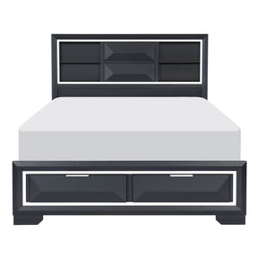 Rosemont Midnight Blue California King Platform Bed with Footboard Storage by Homelegance at Eve Furniture