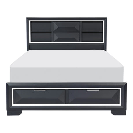 Rosemont Midnight Blue King Storage Platform Bed by Homelegance at Eve Furniture