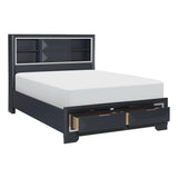 Rosemont Midnight Blue King Storage Platform Bed by Homelegance at Eve Furniture