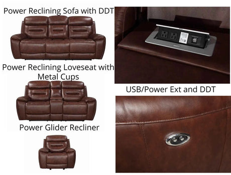 Rosewood Brown Power Reclining Living Room Set by New Era Innovations at Eve Furniture