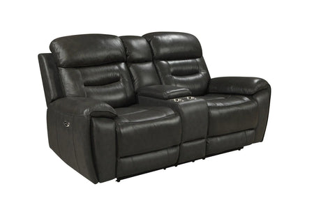 Rosewood Grey Leather Power Reclining Living Room Set by New Era Innovations at Eve Furniture