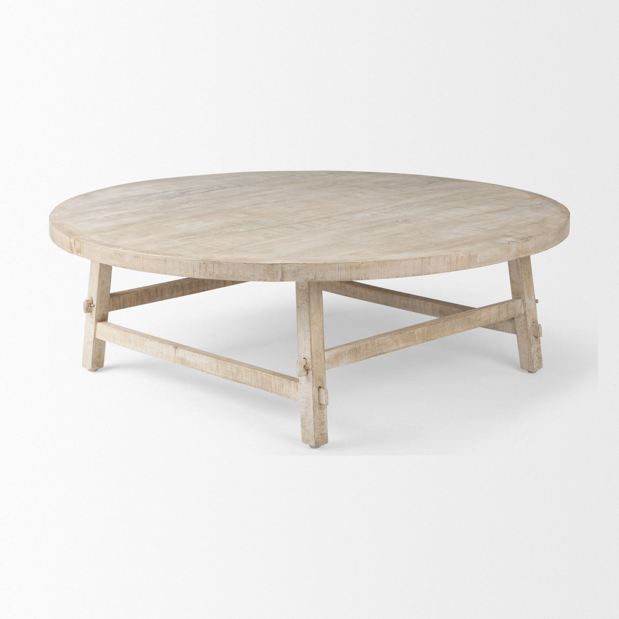 Rosie 48.0L x 48.0W x 16.0H Round Blonde Wood Coffee Table by Mercana at Eve Furniture