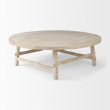 Rosie 48.0L x 48.0W x 16.0H Round Blonde Wood Coffee Table by Mercana at Eve Furniture