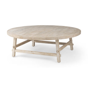 Rosie 48.0L x 48.0W x 16.0H Round Blonde Wood Coffee Table by Mercana at Eve Furniture