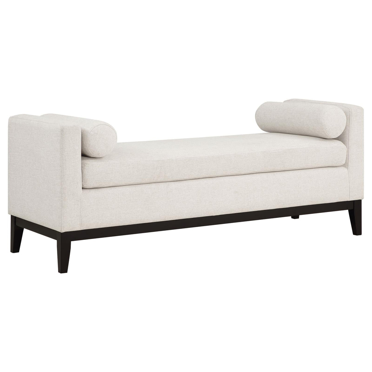 Rosie Vanilla Upholstered Accent Bench with Raised Arms and Pillows