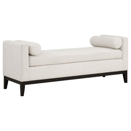 Rosie Vanilla Upholstered Accent Bench with Raised Arms and Pillows by Coaster at Eve Furniture