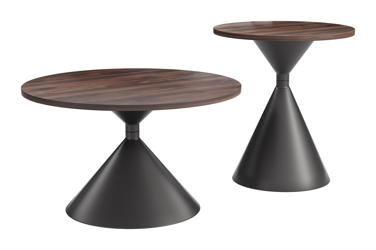 Rosk Walnut & Black Coffee Table Set (2-Piece) by Zuomod at Eve Furniture