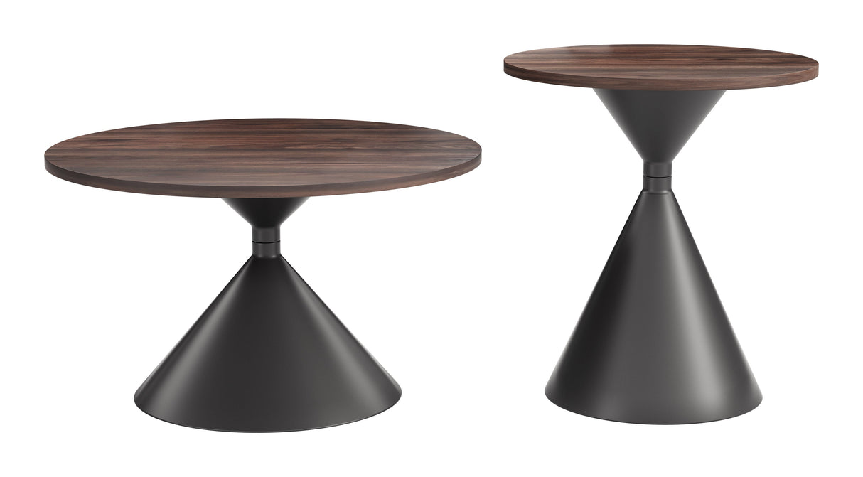 Rosk Walnut & Black Coffee Table Set (2-Piece) by Zuomod at Eve Furniture