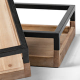 Ross Set of 2 Natural Wood W/ Black Metal Nesting Trays by Mercana at Eve Furniture