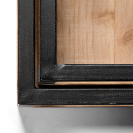 Ross Set of 2 Natural Wood W/ Black Metal Nesting Trays by Mercana at Eve Furniture