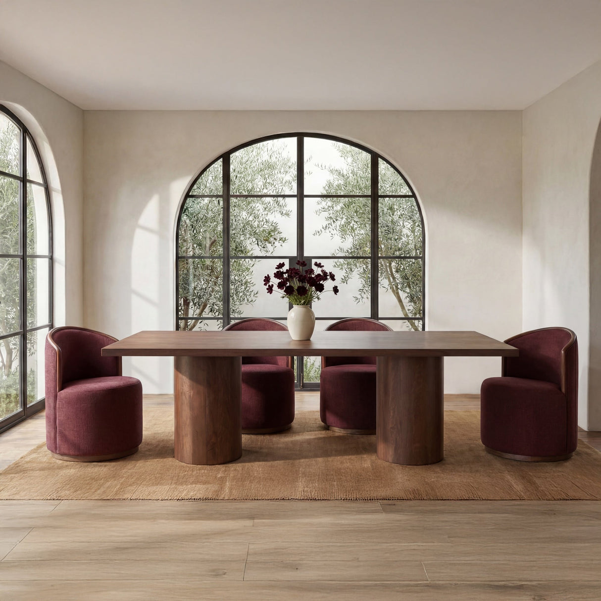 Rossi Berry/Natural Swivel Dining Chair by Moe's Home at Eve Furniture