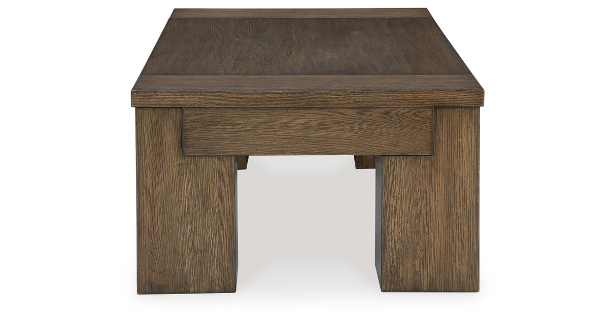 Rosswain Coffee Table with 2 End Tables in Warm Brown by Ashley at Eve Furniture