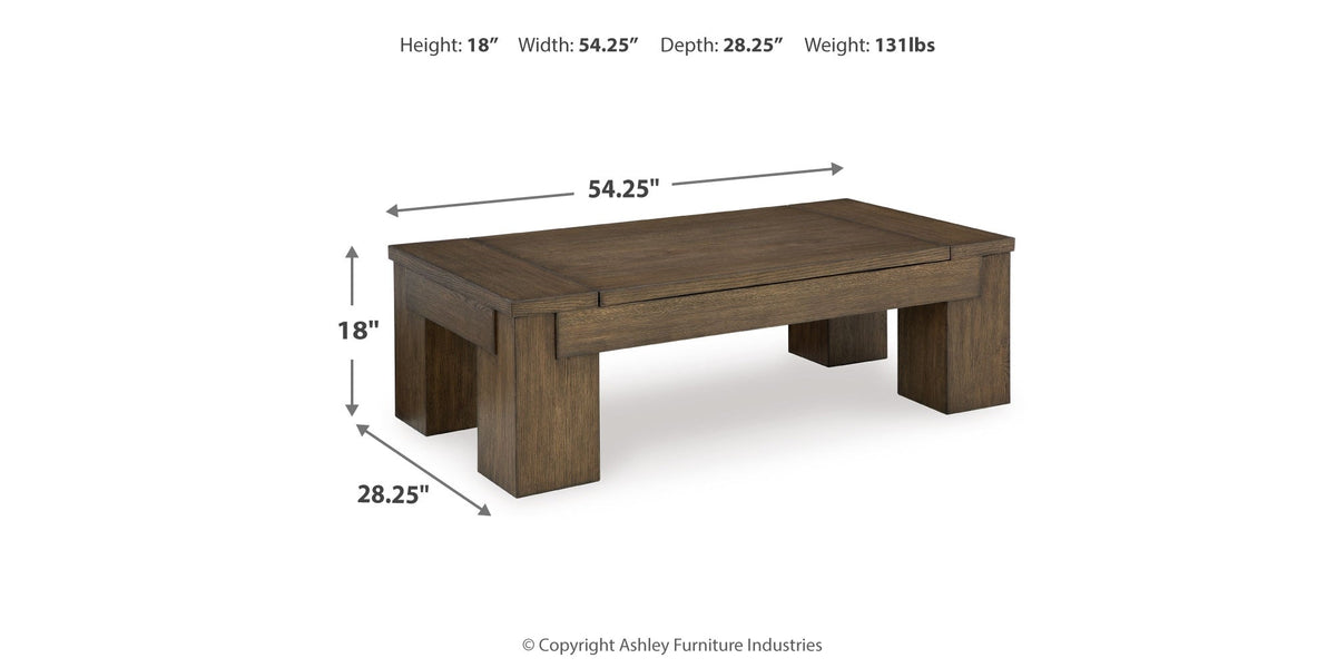 Rosswain Coffee Table with 2 End Tables in Warm Brown by Ashley at Eve Furniture