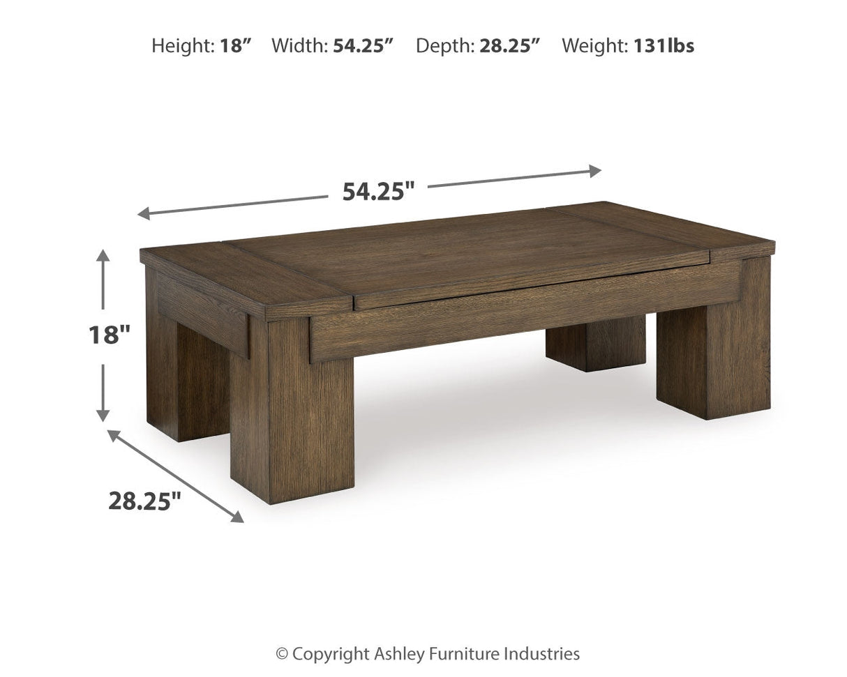 Rosswain Coffee Table with 2 End Tables in Warm Brown by Ashley at Eve Furniture