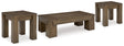 Rosswain Coffee Table with 2 End Tables in Warm Brown by Ashley at Eve Furniture