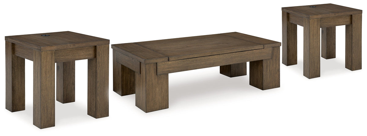 Rosswain Coffee Table with 2 End Tables in Warm Brown by Ashley at Eve Furniture