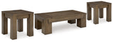 Rosswain Coffee Table with 2 End Tables in Warm Brown by Ashley at Eve Furniture
