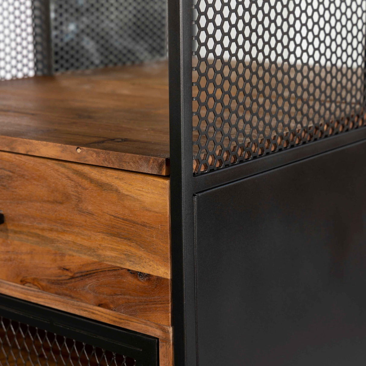 Roswell 23" Bar Cabinet in Natural Mango Wood and Iron by Home Trends & Design at Eve Furniture