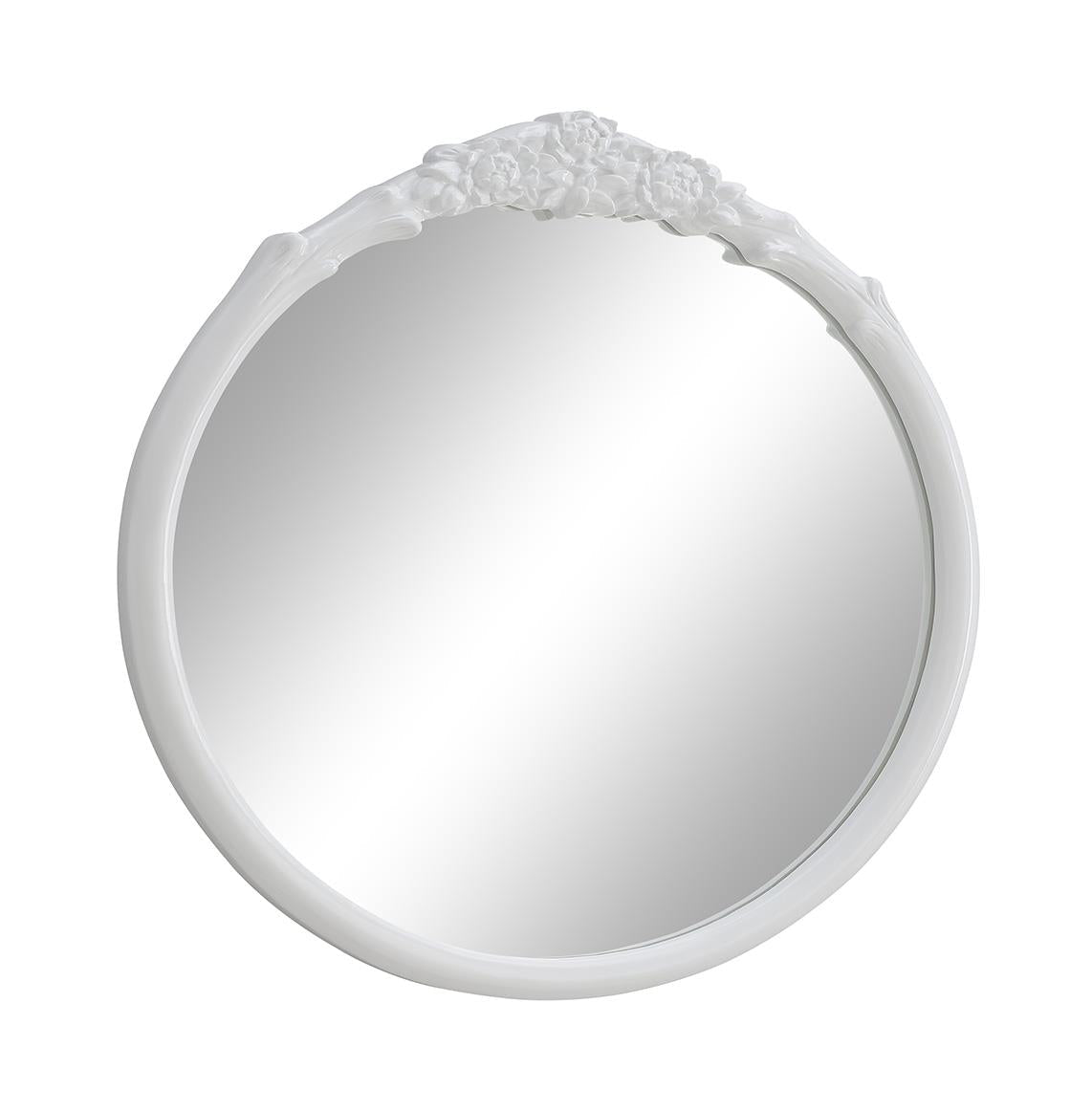 Sylvie Glossy White Round Mirror