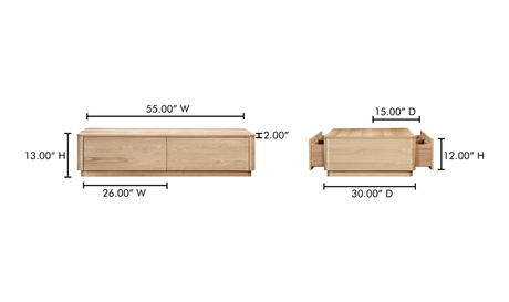Round Off Coffee Table Natural Oak by Moe's Home at Eve Furniture