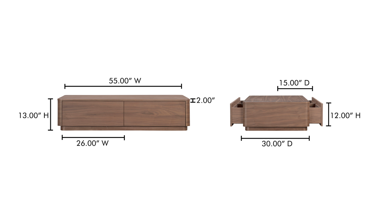 Round Off Coffee Table Walnut Brown by Moe's Home at Eve Furniture