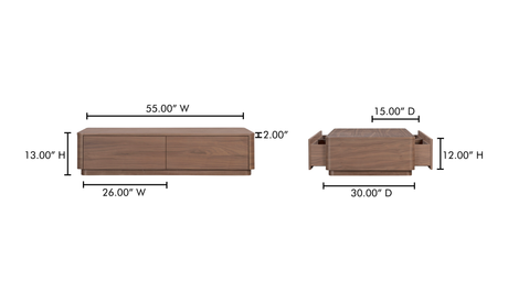 Round Off Coffee Table Walnut Brown by Moe's Home at Eve Furniture