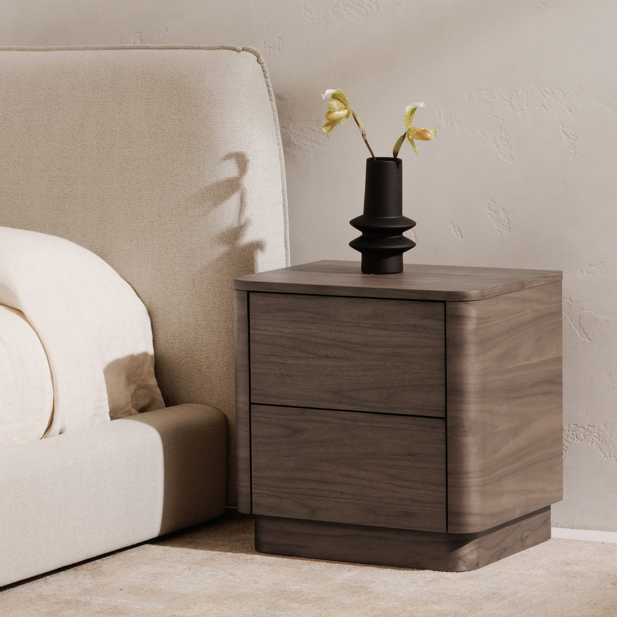 Round Off Walnut Brown Tall Nightstand by Moe's Home at Eve Furniture