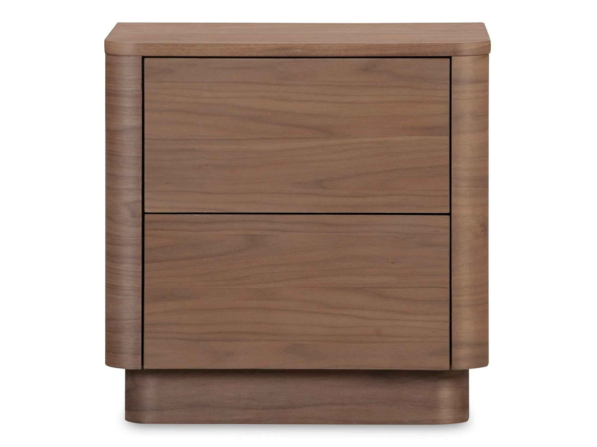 Round Off Walnut Brown Tall Nightstand