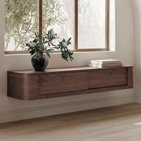 Round Off Walnut Floating Console Table by Moe's Home at Eve Furniture