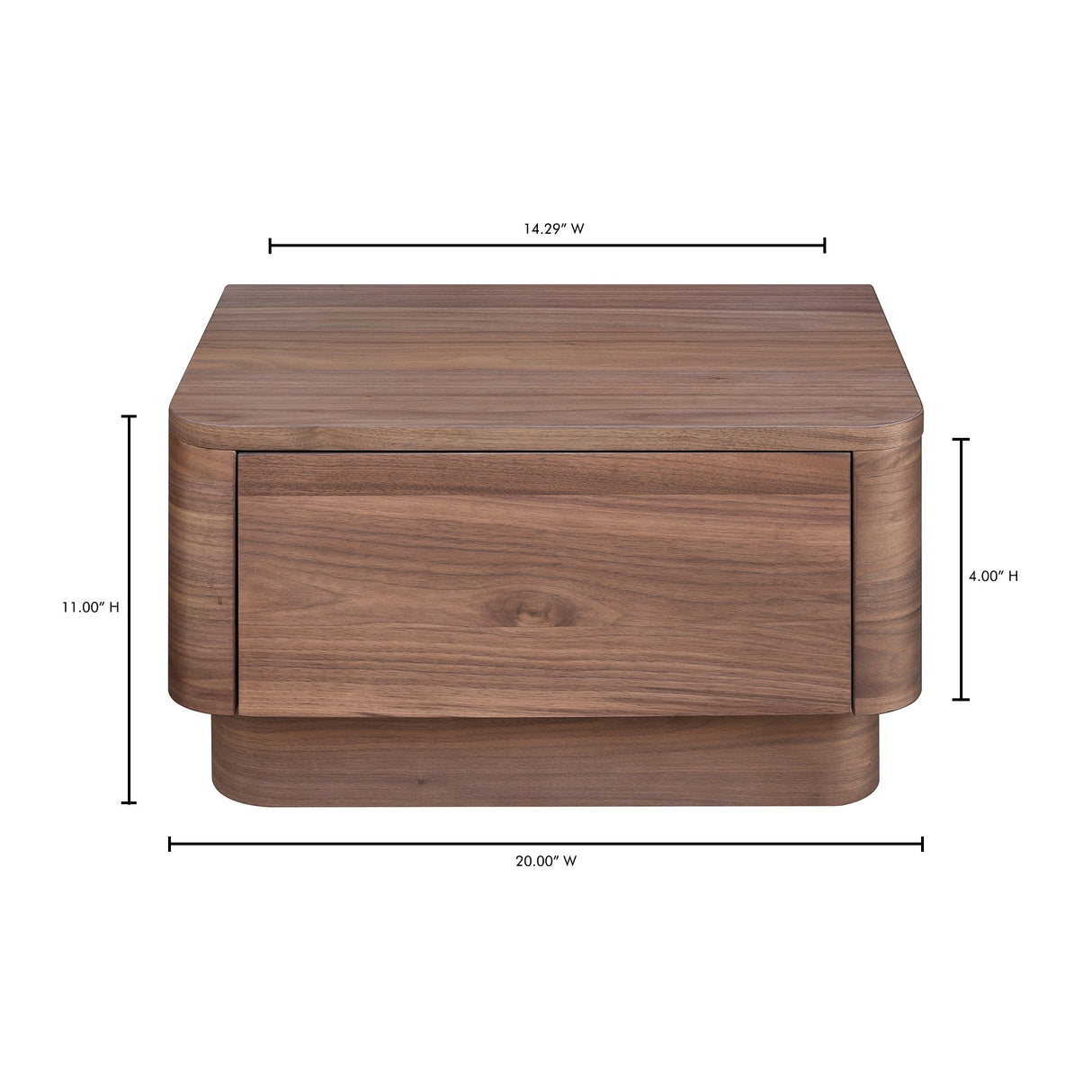 Round Off Walnut Small Nightstand by Moe's Home at Eve Furniture