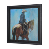 Round Up I Cowboy and Horse by Mercana Studio a Hand Embellished Framed Art Print Matted under Glass by Mercana at Eve Furniture