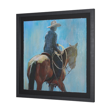 Round Up I Cowboy and Horse by Mercana Studio a Hand Embellished Framed Art Print Matted under Glass by Mercana at Eve Furniture