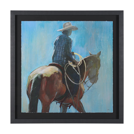 Round Up I Cowboy and Horse by Mercana Studio a Hand Embellished Framed Art Print Matted under Glass by Mercana at Eve Furniture