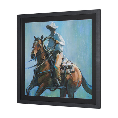 Round Up II Cowboy and Horse by Mercana Studio Hand Embellished Framed Art Print Matted under Glass by Mercana at Eve Furniture